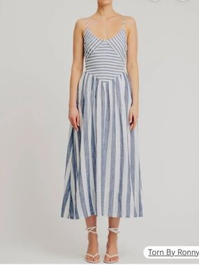 TORN BY RONNY KOBO ‼️‼️ MELINDA DRESS NAVY/WHITE